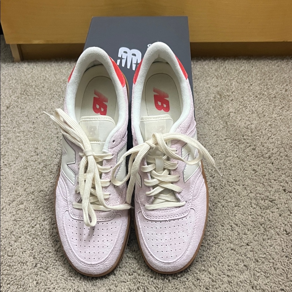 New Balance T500 Court Light Pink and White Sneakers - Picture 3 of 8